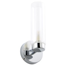 Forum Spa Sparti LED Bathroom Wall Light - IP44 - Polished Chrome with Clear Cylindrical Glass Shade
