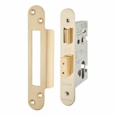 Hampstead Architectural Euro Profile Sashlock - 65mm Case - 44mm Backset - Radius - PVD Brass