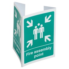 Exel Fire Assembly Point Sign - 3D Projection - 200 x 200mm - Rigid Plastic