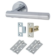 Exel Dakota Latch Door Handle on Rose Kit - Polished Chrome