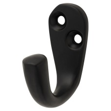 Hampstead Solid Brass Single Coat Hook - 43 x 17mm - Matt Black