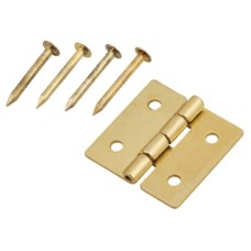 Mini Solid Brass Butt Cabinet Hinge - 13 x 13 x 0.5mm - Polished Brass - Pack of 5 Pairs