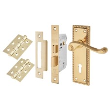 Exel Georgian 3 Lever Sashlock Door Handle Kit - Polished Brass