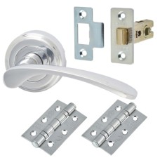 Heritage Brass by M Marcus Sophia Latch Door Handle on Rose Kit - Polished Chrome