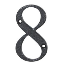 76mm Screw Fix Door Numeral - 8 - Antique Black Iron