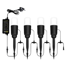 Forum Zink Lapin 3W LED Pathway Garden Light Kit - IP65 - 4000K Cool White - Black - Pack of 4