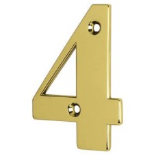 79mm Screw Fix Door Numeral - 4 - Polished Brass Effect