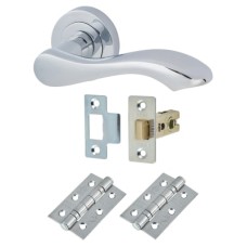 Exel Scarlett Latch Door Handle on Rose Kit - Polished Chrome