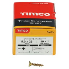 TIMCO Solo Chippy Pozi Countersunk Wood Screws - 5.0 x 25mm - Yellow Zinc - Pack of 200