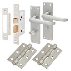 Exel Victorian Straight Bathroom Lock Door Handle Kit - Satin Chrome