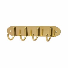 Heritage Brass by M Marcus Solid Brass Coat Rack - 223 x 64 x 40mm - 4 Hooks - Polished Brass