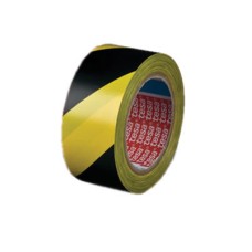 Tesa 60760 PVC Hazard Warning Floor and Lane Marking Tape - 50mm x 33m - Black/Yellow