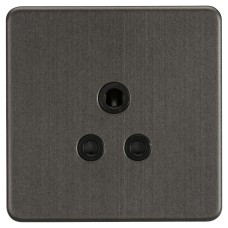 Knightsbridge 5A Screwless Flat Plate Unswitched Round Pin Socket - Smoked Bronze with Black Insert