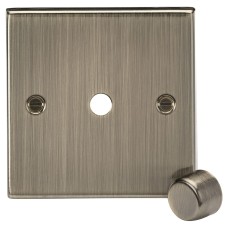 Knightsbridge 1 Gang Square Edge Dimmer Plate with Metal Dimmer Cap - Antique Brass