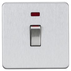 Knightsbridge 45A 1 Gang Screwless Double Pole Cooker Switch with Neon - Brushed Chrome