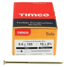 TIMCO Solo Chippy Pozi Countersunk Wood Screws - 5.0 x 120mm - Yellow Zinc - Pack of 100
