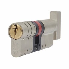 ERA 3 Star 6 Pin Fortress 80mm Euro Thumbturn Cylinder - 45mm Turn + 35mm - Sat Nickel/Pol Brass