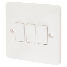 Exel 10A 3 Gang 2 Way Light Switch - White