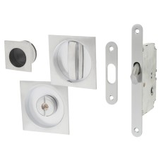 ECLISSE Essentials Square Privacy Handle Set with Lock - Satin Chrome