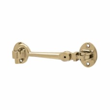 Hampstead Heavy Duty Cabin Hook & Eye - 100mm Length - Polished Brass
