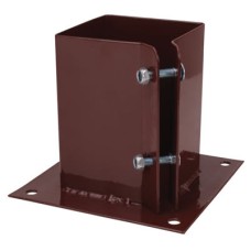 Powapost Fence Post Bolt Down Shoe - Twin Bolt - 50 x 50mm - Brown Powder Coated