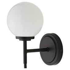 Forum Spa Porto Bathroom Wall Light - IP44 - Matt Black with Opal Glass Shade