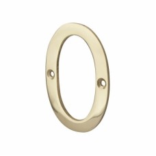76mm Screw Fix Door Numeral - 0 - Polished Brass