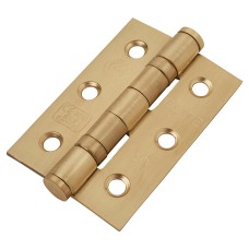 Exel Twin Ball Bearing Grade 7 Butt Fire Door Hinge - 76 x 50 x 2mm - Satin Brass - Pair