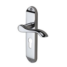 M Marcus by M Marcus Polished Chrome Scroll Euro Lock Door Handle - Aurora Range - 183 x 42mm