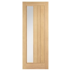 LPD Belize 1 Light Offset Clear Glazed Unfinished Solid Internal Door - 1981 x 838 x 35mm - Oak