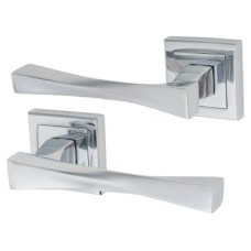 Exel Polished Chrome Twist Door Handles on Square Rose - Spirit Range 