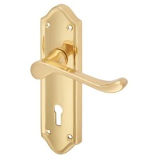 Exel Polished Brass Scroll Keyhole Lock Door Handle - Ashmead Range - 168 x 46mm