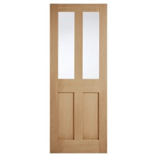 LPD London 2 Light Clear Glazed Unfinished Solid Internal Door - 1981 x 762 x 35mm - Oak