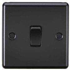 Knightsbridge 20A 1 Gang Round Edge Double Pole Appliance Switch - Matt Black