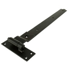 GateMate Heavy Duty Cranked Hook & Band Gate Hinge on Plate - 750 x 56mm - Black Galvanised - Pair