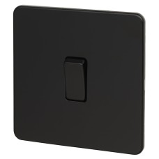Knightsbridge 20A 1 Gang Double Pole Screwless Flat Plate Appliance Switch - Matt Black