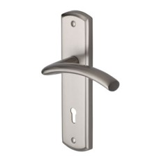 Heritage Brass by M Marcus Satin Nickel Keyhole Lock Door Handle - Centaur Range - 189 x 48mm