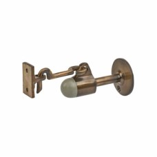 Horizontal Door Stop & Holder - 91 x 51mm - Antique Brass