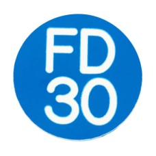 Exel FD30 Fire Door Sign - Self Adhesive - 25mm Diameter - Rigid Plastic - Blue