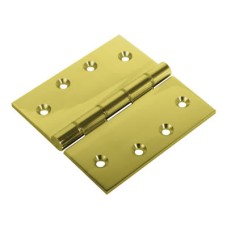 Double Phosphor Bronze Washered Butt Door Hinge - 100 x 100 x 4mm - Polished Brass - Pair