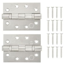 Exel Twin Ball Bearing Grade 13 Butt Fire Door Hinge - 100 x 75 x 3mm - 201 Sat Stainless - Pair