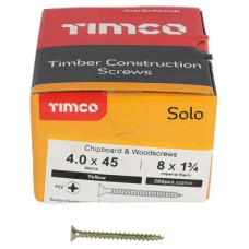 TIMCO Solo Chippy Pozi Countersunk Wood Screws - 4.0 x 45mm - Yellow Zinc - Pack of 200
