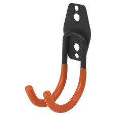 Tubular Garage and Shed Double Storage Hook - 60mm Depth - Black & Orange