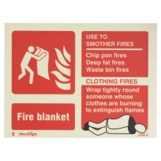 Exel Photoluminescent Fire Blanket Identification Sign - 200 x 150mm - Rigid Plastic