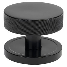 From The Anvil Brompton Round Knurled Centre Door Knob - 90mm Rose - Black