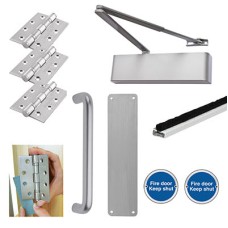 Heavy Duty Pull Door Handle Fire Door Kit - Power Size 2-5 - Push/Pull Mounting - Aluminium