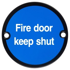 Exel Fire Door Keep Shut Door Sign - 75mm Diameter - Matt Black