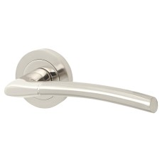 Exel Polished/Satin Nickel Door Handles on Round Rose - Harper Range 