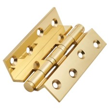 Cranked Ball Bearing Storm Proof Casement Window/Door Hinge - 100 x 3mm - Polished Brass - Pair