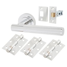 Serozzetta by Carlisle Brass Lagos Knurled Latch Door Handle on Rose Ultimate Kit - Polished Chrome